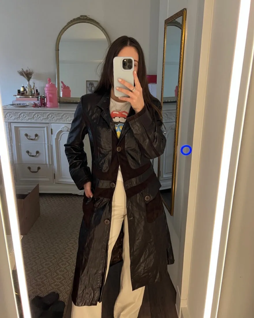 Vintage Elegant Leather Coat
